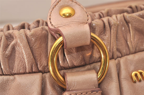 Authentic MIU MIU Vintage Leather 2Way Shoulder Tote Bag Beige Pink 7574J