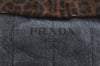 Authentic PRADA Canapa M Denim Unborn Calf Leather Tote Hand Bag Blue 7574K