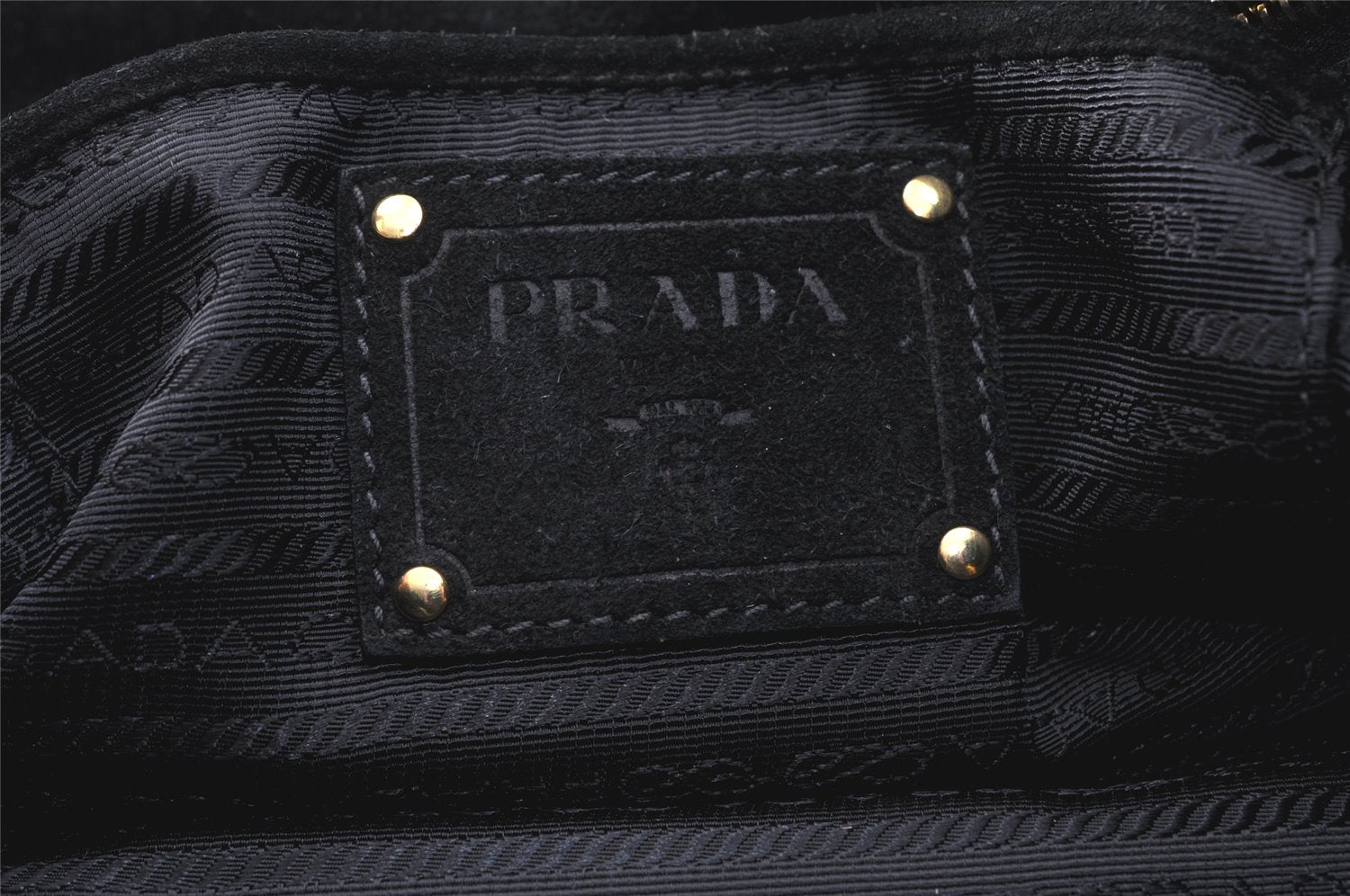 Authentic PRADA Canapa M Denim Unborn Calf Leather Tote Hand Bag Blue 7574K