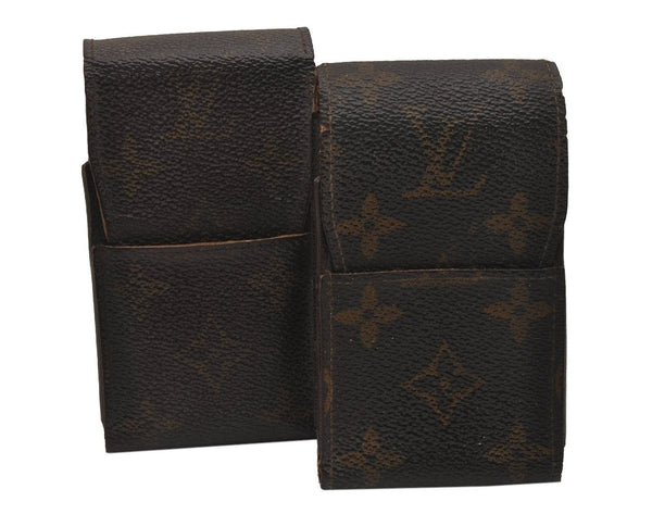 Authentic Louis Vuitton Monogram Etui Cigarette Case M63024 2Set LV 7575I