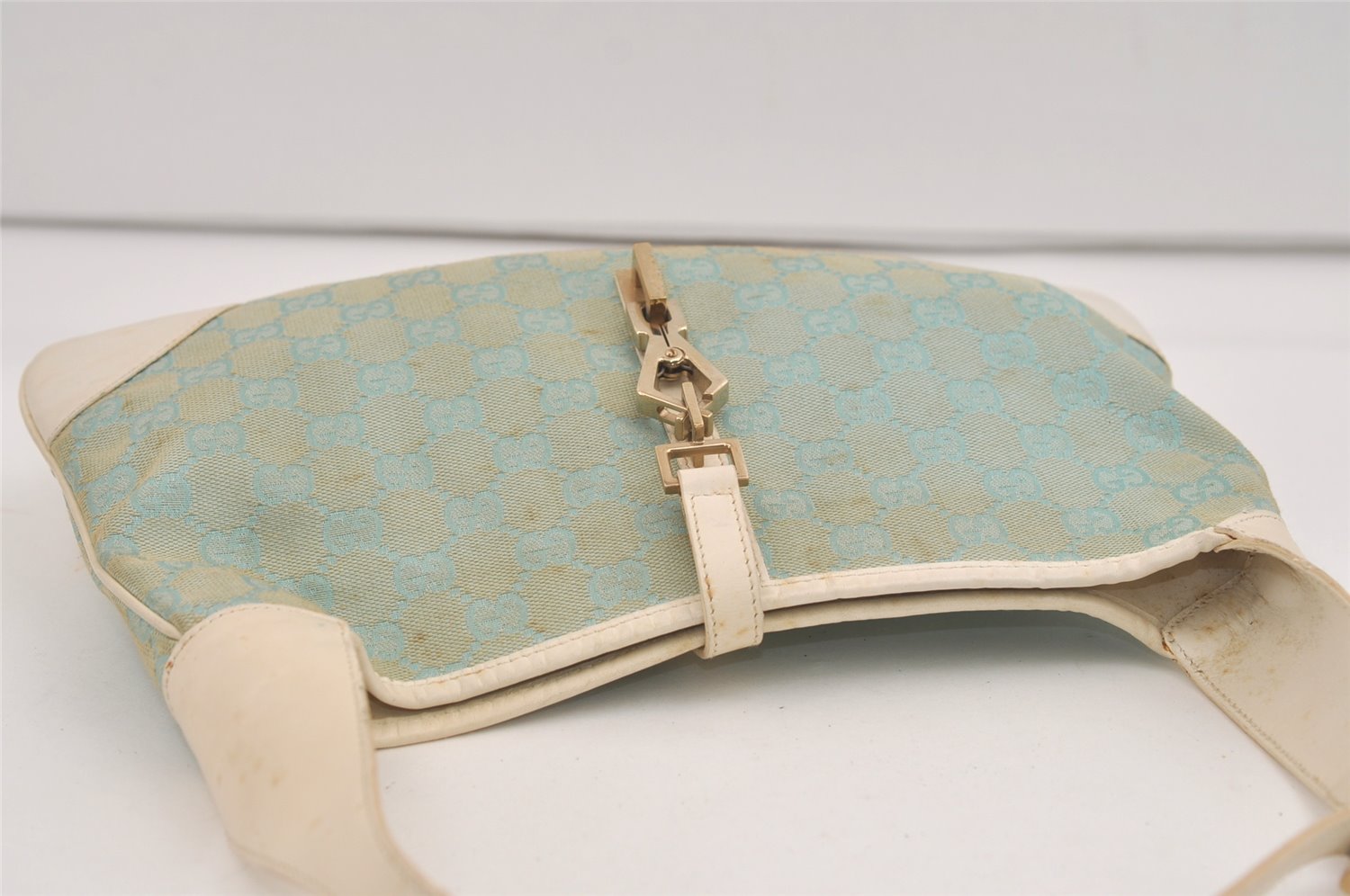 Authentic GUCCI Kandinsky Shoulder Hand Bag GG Canvas Leather 0014057 Blue 7576J