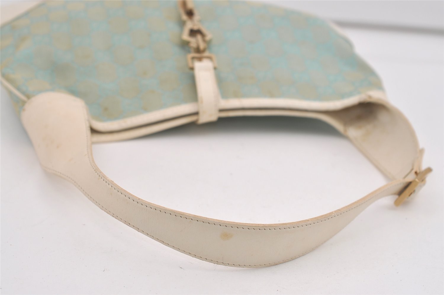 Authentic GUCCI Kandinsky Shoulder Hand Bag GG Canvas Leather 0014057 Blue 7576J