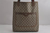 Authentic GUCCI Web Sherry Line Shoulder Tote Bag GG PVC Leather Brown 7577J