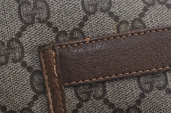 Authentic GUCCI Web Sherry Line Shoulder Tote Bag GG PVC Leather Brown 7577J