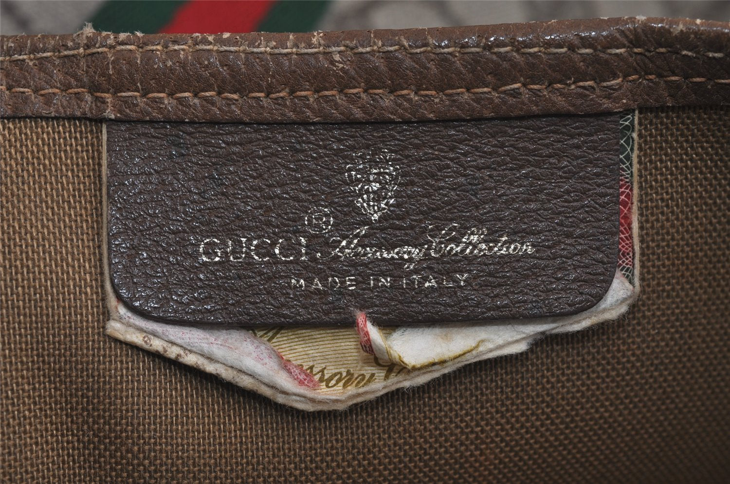 Authentic GUCCI Web Sherry Line Shoulder Tote Bag GG PVC Leather Brown 7577J