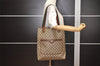 Authentic GUCCI Web Sherry Line Shoulder Tote Bag GG PVC Leather Brown 7577J