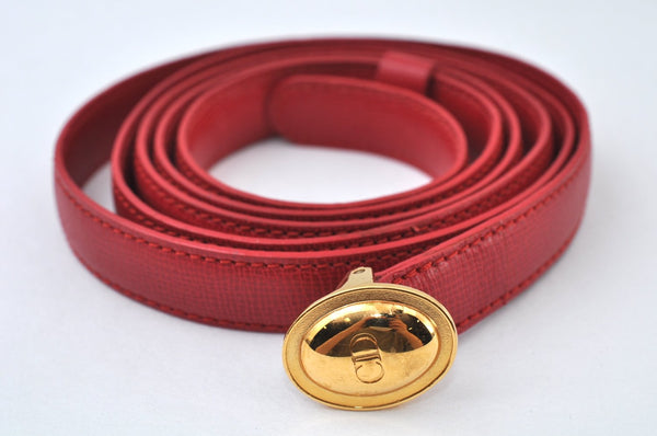 Authentic Christian Dior Belt Leather Size 133.5-138.5cm 52.6-54.5" Red CD 7578I