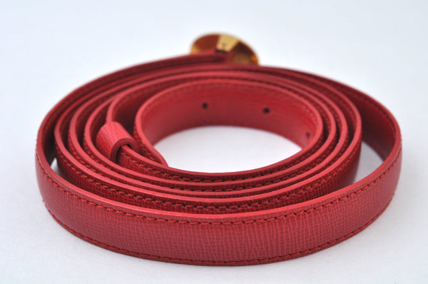 Authentic Christian Dior Belt Leather Size 133.5-138.5cm 52.6-54.5" Red CD 7578I