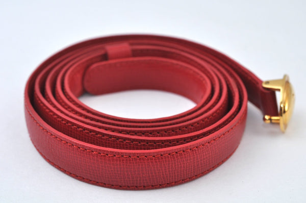 Authentic Christian Dior Belt Leather Size 133.5-138.5cm 52.6-54.5" Red CD 7578I