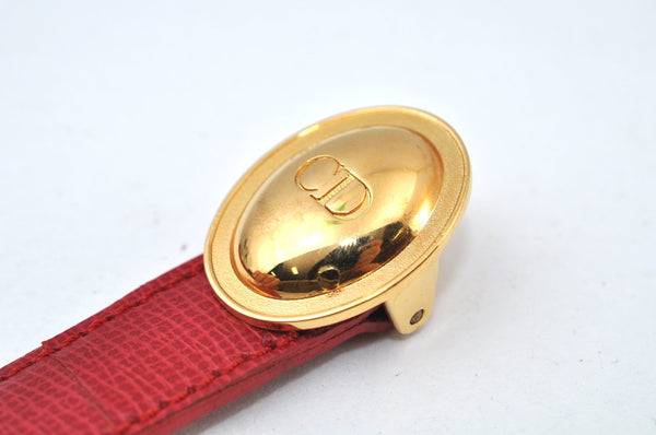 Authentic Christian Dior Belt Leather Size 133.5-138.5cm 52.6-54.5" Red CD 7578I