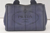 Authentic PRADA Canapa SS Canvas 2Way Shoulder Hand Bag Purse B2439G Blue 7580K