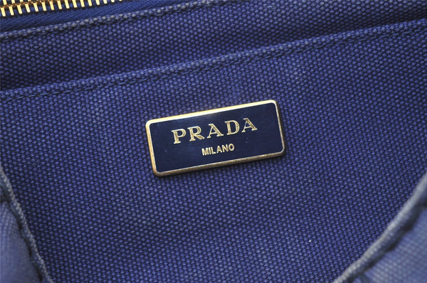 Authentic PRADA Canapa SS Canvas 2Way Shoulder Hand Bag Purse B2439G Blue 7580K