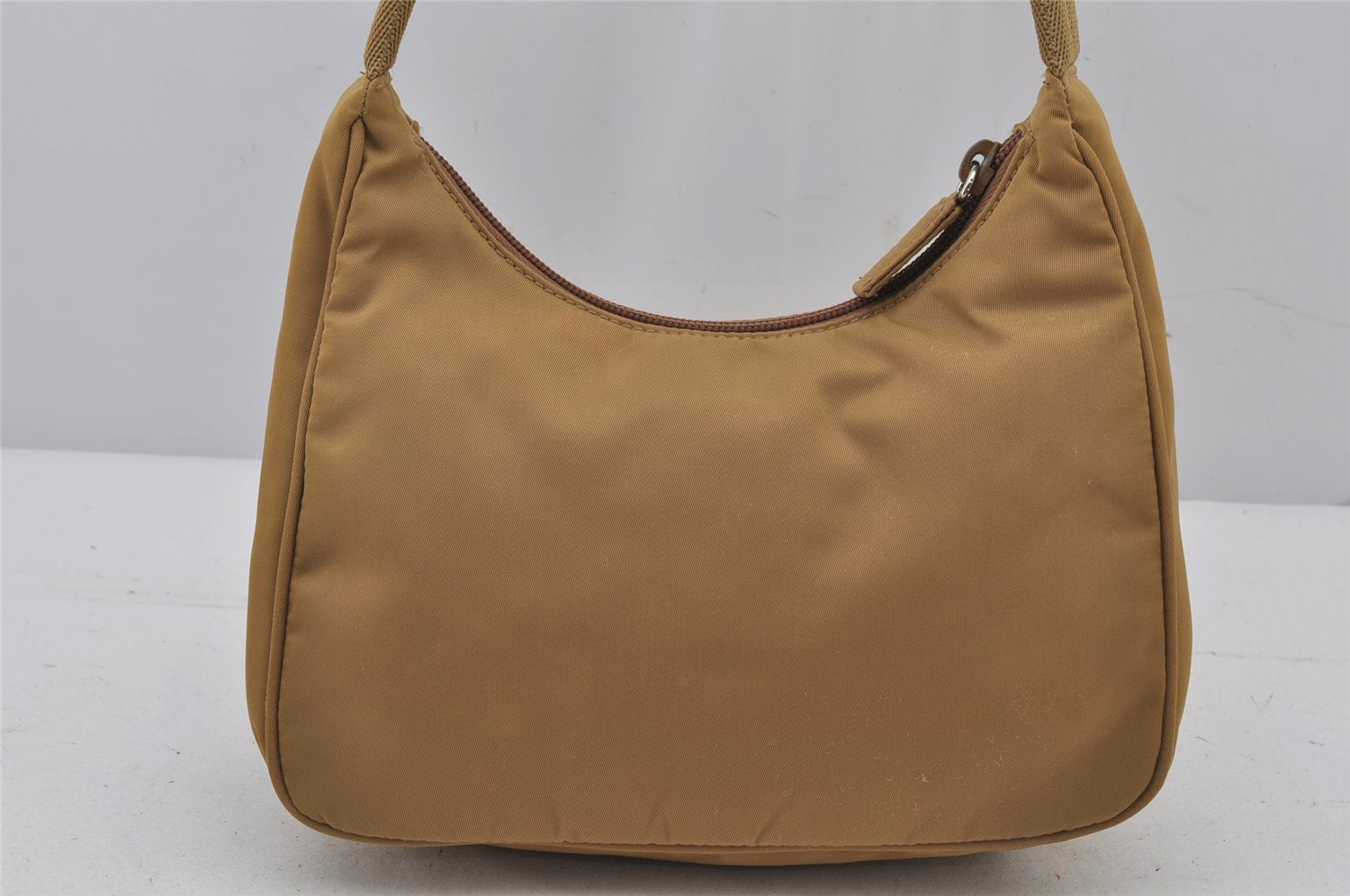 Authentic PRADA Vintage Nylon Tessuto Shoulder Hand Bag Purse Beige Brown 7581J