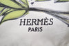 Authentic HERMES Carre 90 Scarf "CHANTILLY" Silk Light Green White 7582J