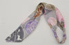 Authentic HERMES Twilly Scarf "Confettis D Ex Libris" Silk Light Gray 7583J