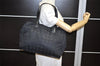 Authentic CHANEL New Travel Line Shoulder Tote Bag Nylon Leather Black 7584K