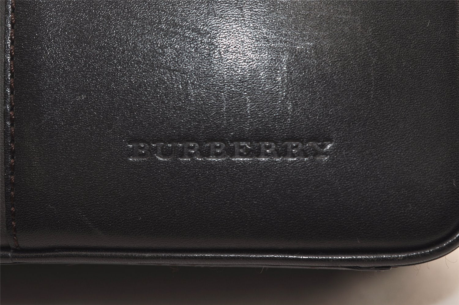 Authentic BURBERRY Vintage Leather Shoulder Cross Body Bag Purse Black 7585J