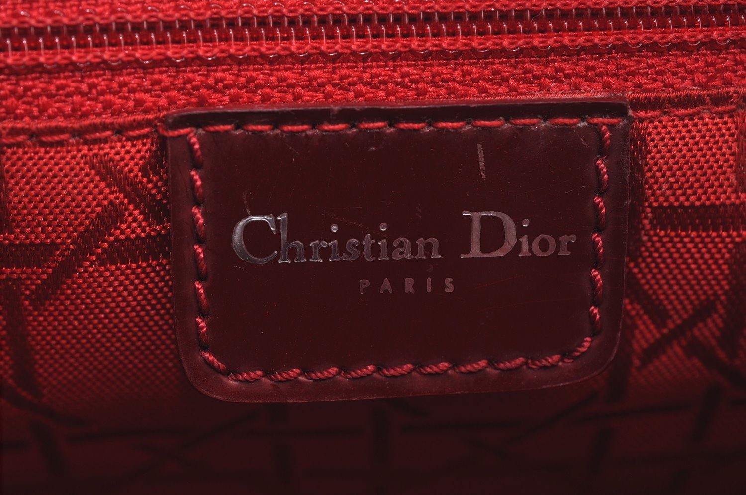 Authentic Christian Dior Maris Pearl 2Way Shoulder Tote Bag Enamel Red 7586J