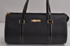 Authentic Burberrys Vintage Leather Hand Bag Purse Black 7587J