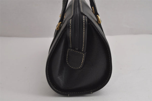 Authentic Burberrys Vintage Leather Hand Bag Purse Black 7587J