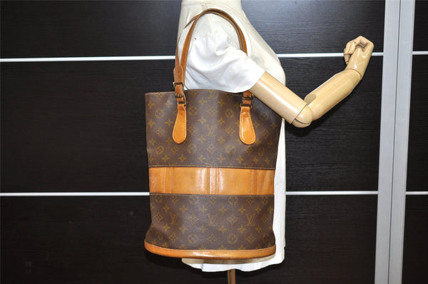 Authentic Louis Vuitton Monogram Bucket GM Shoulder Bag T42236 USA Model 7587K