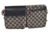 Authentic GUCCI Sherry Line Waist Bag GG Canvas Leather 28566 Navy Blue 7588I