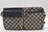 Authentic GUCCI Sherry Line Waist Bag GG Canvas Leather 28566 Navy Blue 7588I