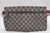 Authentic GUCCI Sherry Line Waist Bag GG Canvas Leather 28566 Navy Blue 7588I