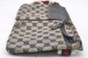 Authentic GUCCI Sherry Line Waist Bag GG Canvas Leather 28566 Navy Blue 7588I