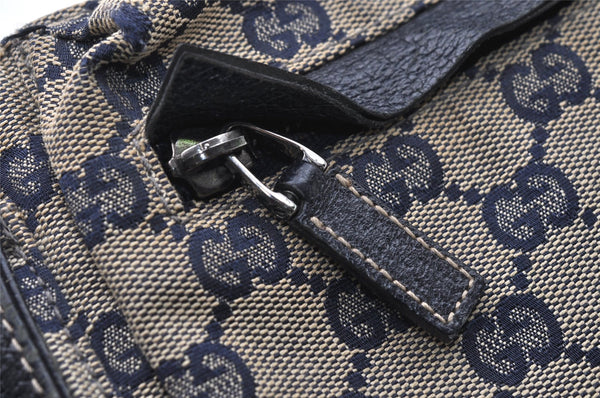 Authentic GUCCI Sherry Line Waist Bag GG Canvas Leather 28566 Navy Blue 7588I