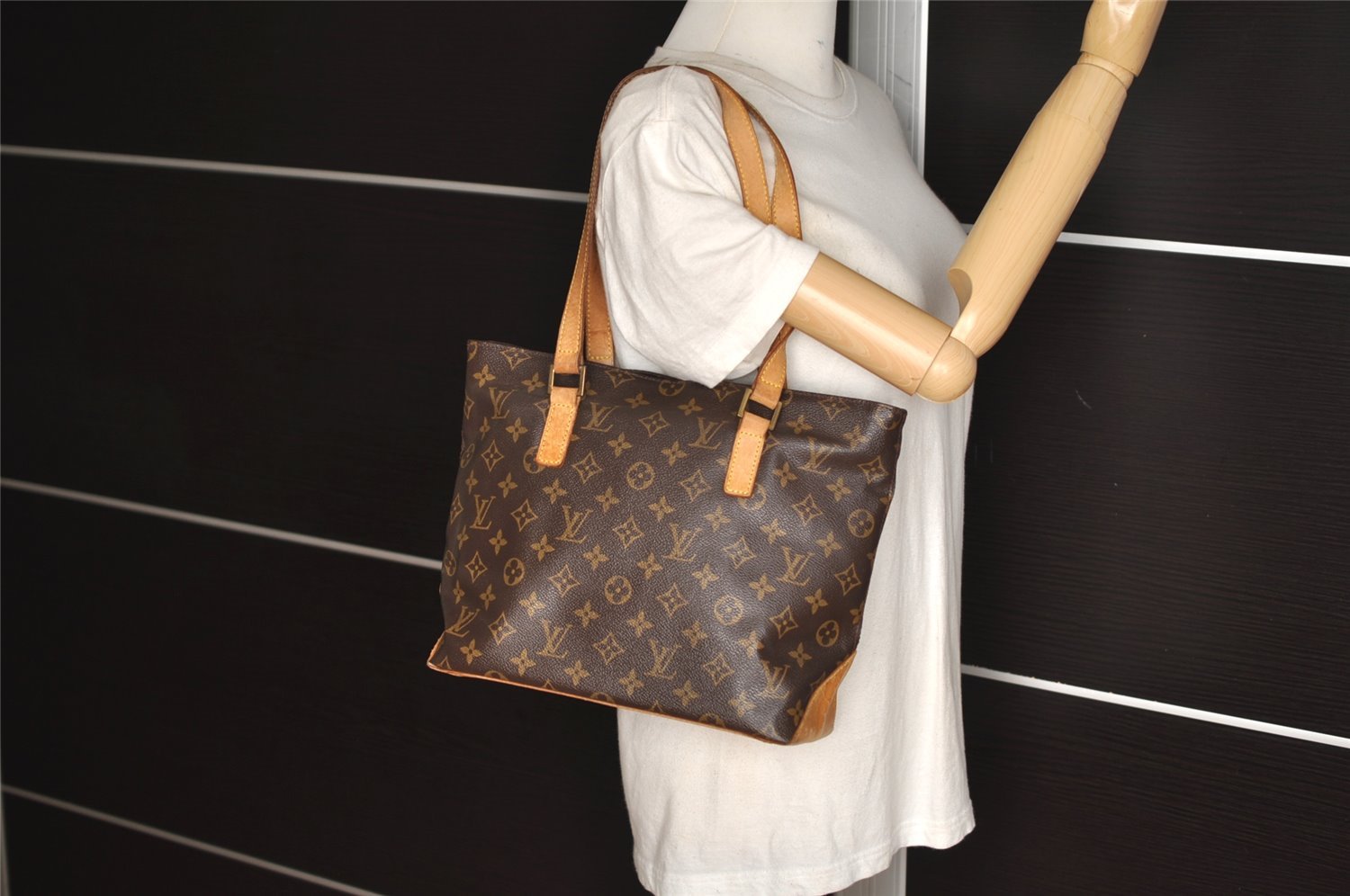 Authentic Louis Vuitton Monogram Cabas Piano Shoulder Tote Bag M51148 LV 7588J