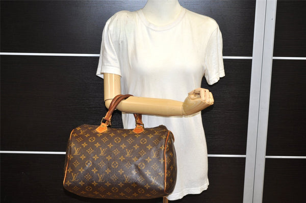 Authentic Louis Vuitton Monogram Speedy 30 Hand Boston Bag M41526 LV Junk 7588K