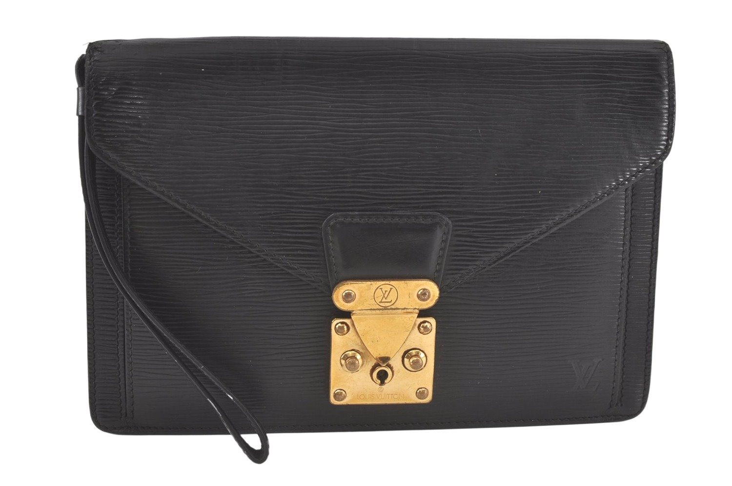 Authentic Louis Vuitton Epi Sellier Dragonne Clutch Bag Black M52612 LV 7589K