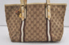 Authentic GUCCI Sherry Line Shoulder Tote Bag GG Canvas Leather Brown 7592J