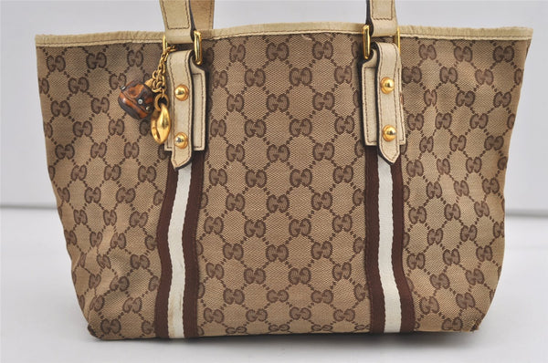 Authentic GUCCI Sherry Line Shoulder Tote Bag GG Canvas Leather Brown 7592J
