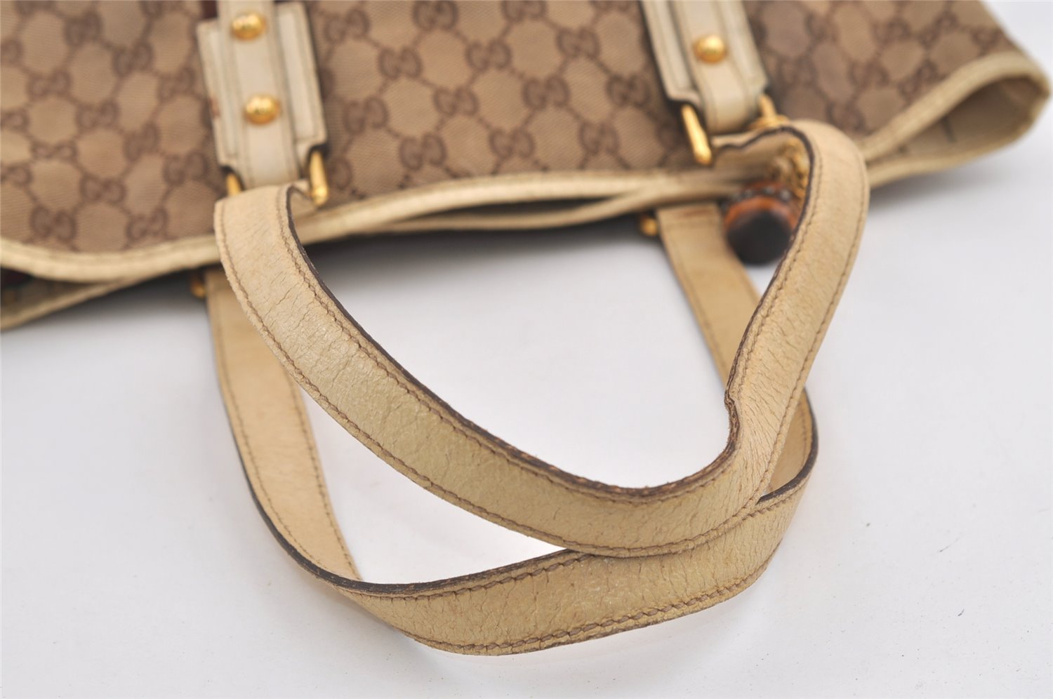 Authentic GUCCI Sherry Line Shoulder Tote Bag GG Canvas Leather Brown 7592J