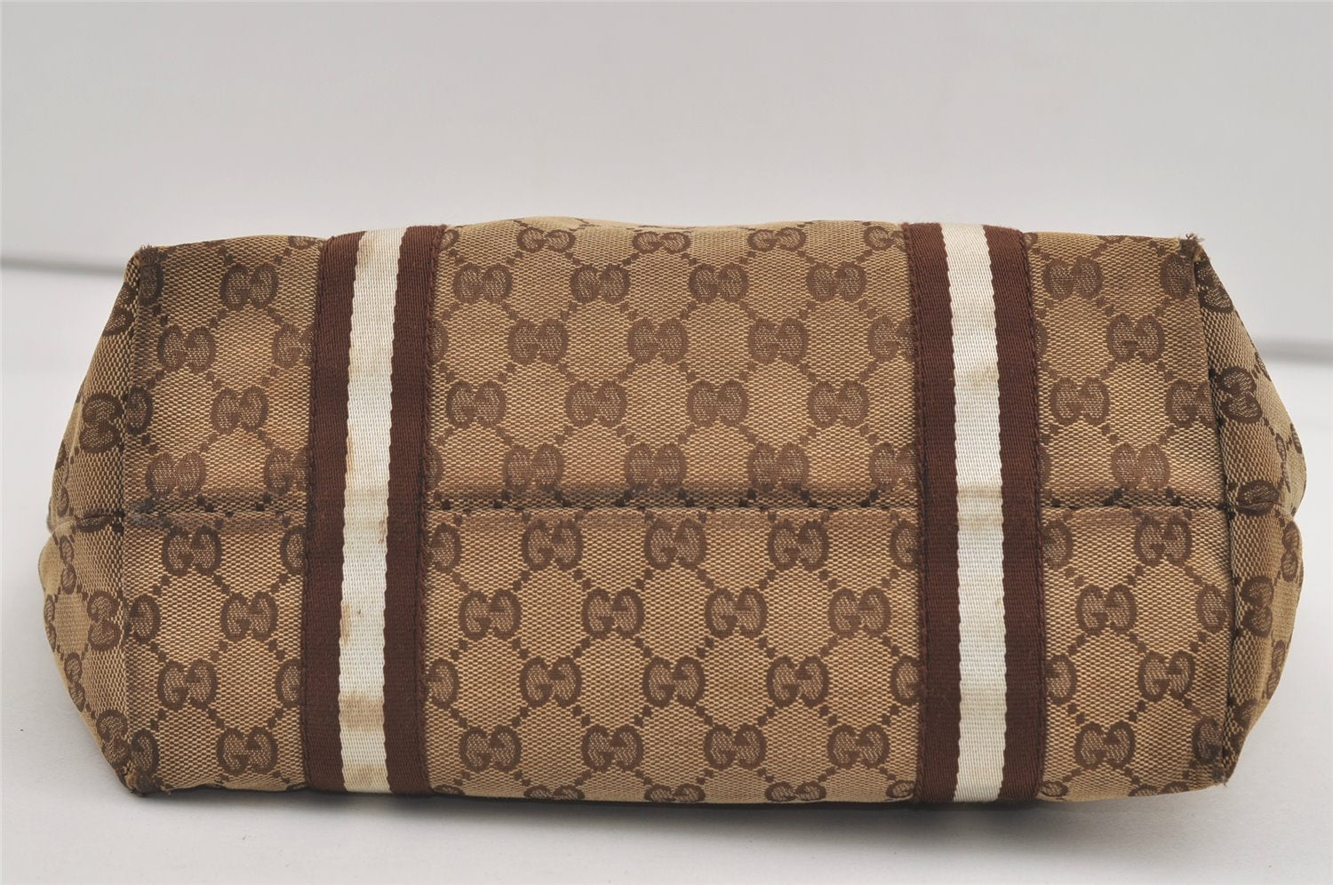 Authentic GUCCI Sherry Line Shoulder Tote Bag GG Canvas Leather Brown 7592J