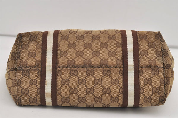 Authentic GUCCI Sherry Line Shoulder Tote Bag GG Canvas Leather Brown 7592J