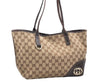 Authentic GUCCI New Britt Shoulder Tote Bag GG Canvas Leather 169946 Brown 7592K