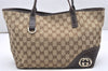 Authentic GUCCI New Britt Shoulder Tote Bag GG Canvas Leather 169946 Brown 7592K