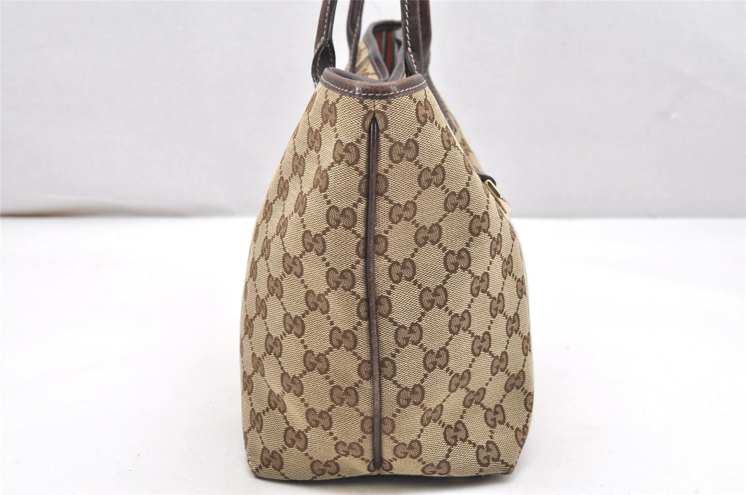 Authentic GUCCI New Britt Shoulder Tote Bag GG Canvas Leather 169946 Brown 7592K