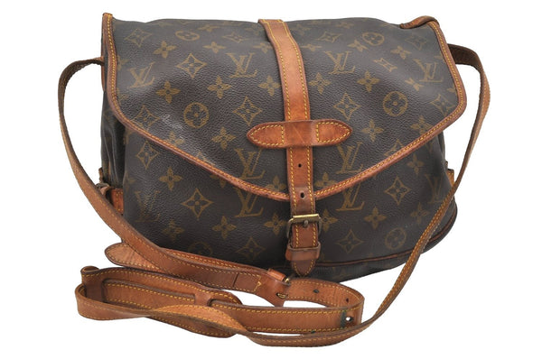 Authentic Louis Vuitton Monogram Saumur 30 Shoulder Cross Bag M42256 Junk 7593I