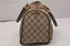 Authentic GUCCI Web Sherry Line Hand Boston Bag GG PVC Leather Brown Junk 7593J
