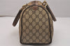 Authentic GUCCI Web Sherry Line Hand Boston Bag GG PVC Leather Brown Junk 7593J