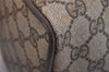 Authentic GUCCI Web Sherry Line Hand Boston Bag GG PVC Leather Brown Junk 7593J