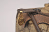 Authentic GUCCI Web Sherry Line Hand Boston Bag GG PVC Leather Brown Junk 7593J