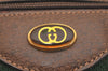 Authentic GUCCI Web Sherry Line Hand Boston Bag GG PVC Leather Brown Junk 7593J