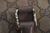 Authentic GUCCI Web Sherry Line Hand Boston Bag GG PVC Leather Brown Junk 7593J