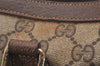 Authentic GUCCI Web Sherry Line Hand Boston Bag GG PVC Leather Brown Junk 7593J