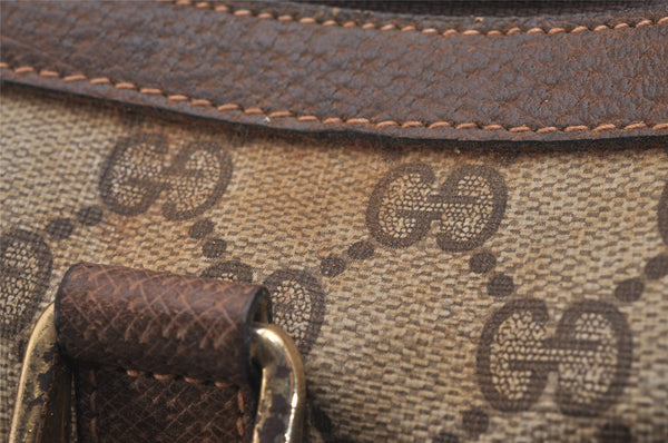 Authentic GUCCI Web Sherry Line Hand Boston Bag GG PVC Leather Brown Junk 7593J
